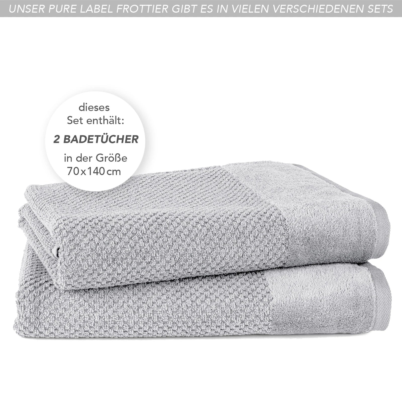 Duschtücher "Popcorn" - Anthrazit / 2x 70x140cm Pure Label