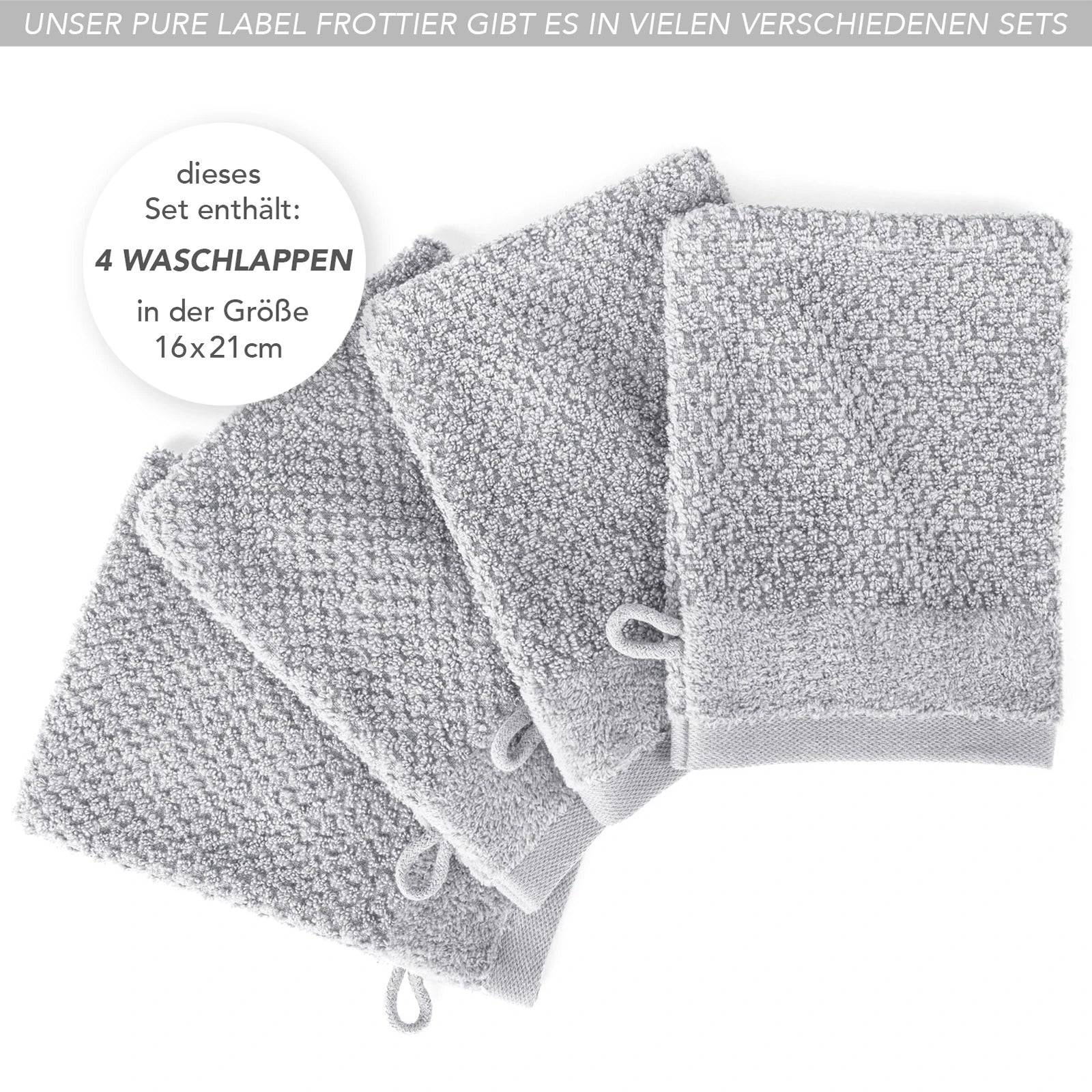 Waschlappen "Popcorn" - Anthrazit / 4x 16x21cm Pure Label