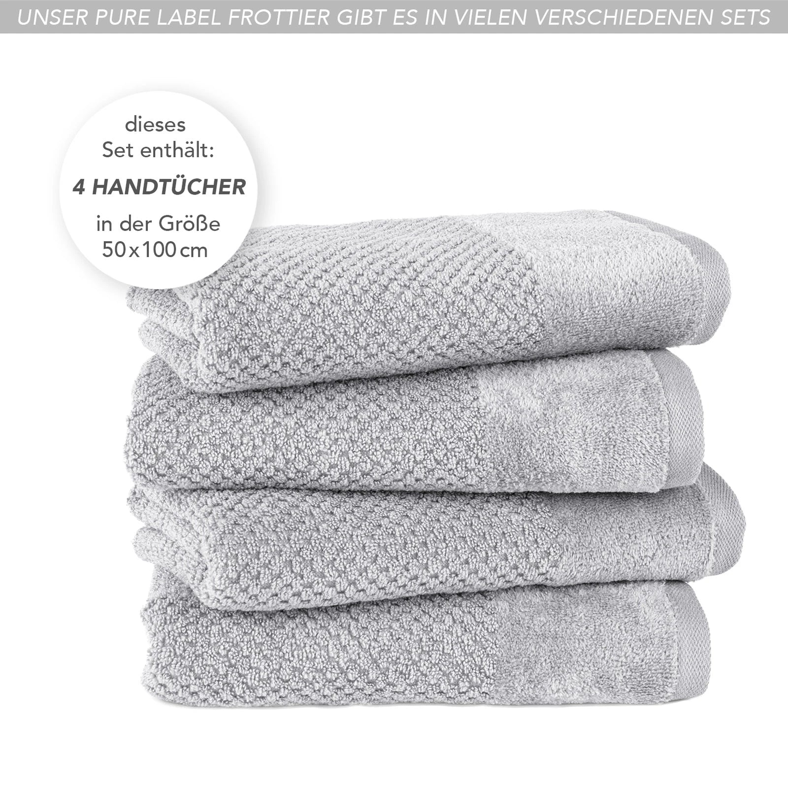 Handtücher "Popcorn" - Anthrazit / 2x 50x100cm Pure Label