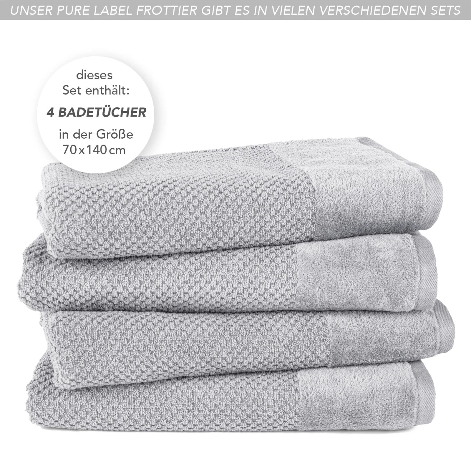 Duschtücher "Popcorn" - Anthrazit / 2x 70x140cm Pure Label