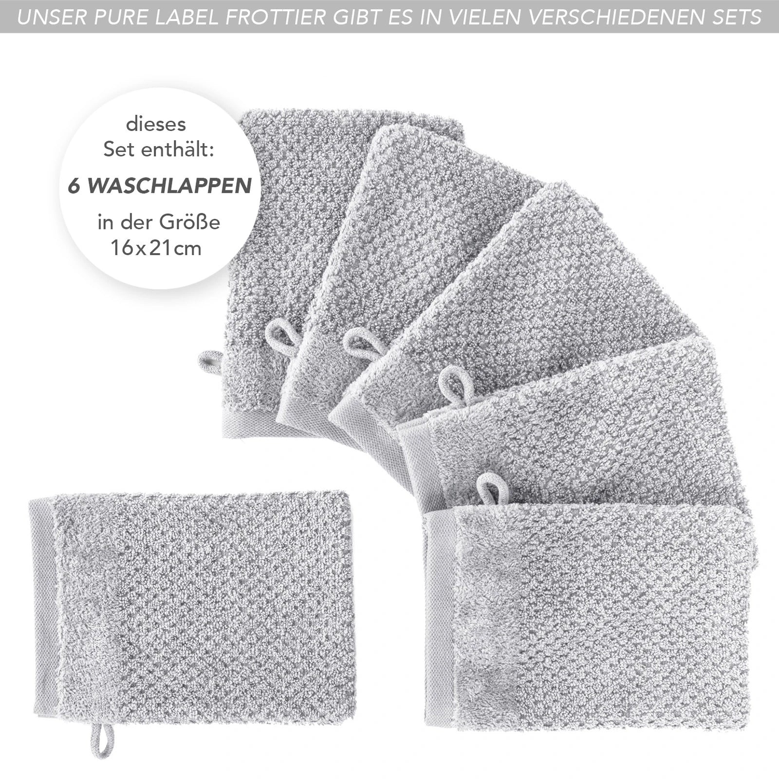 Waschlappen "Popcorn" - Anthrazit / 4x 16x21cm Pure Label