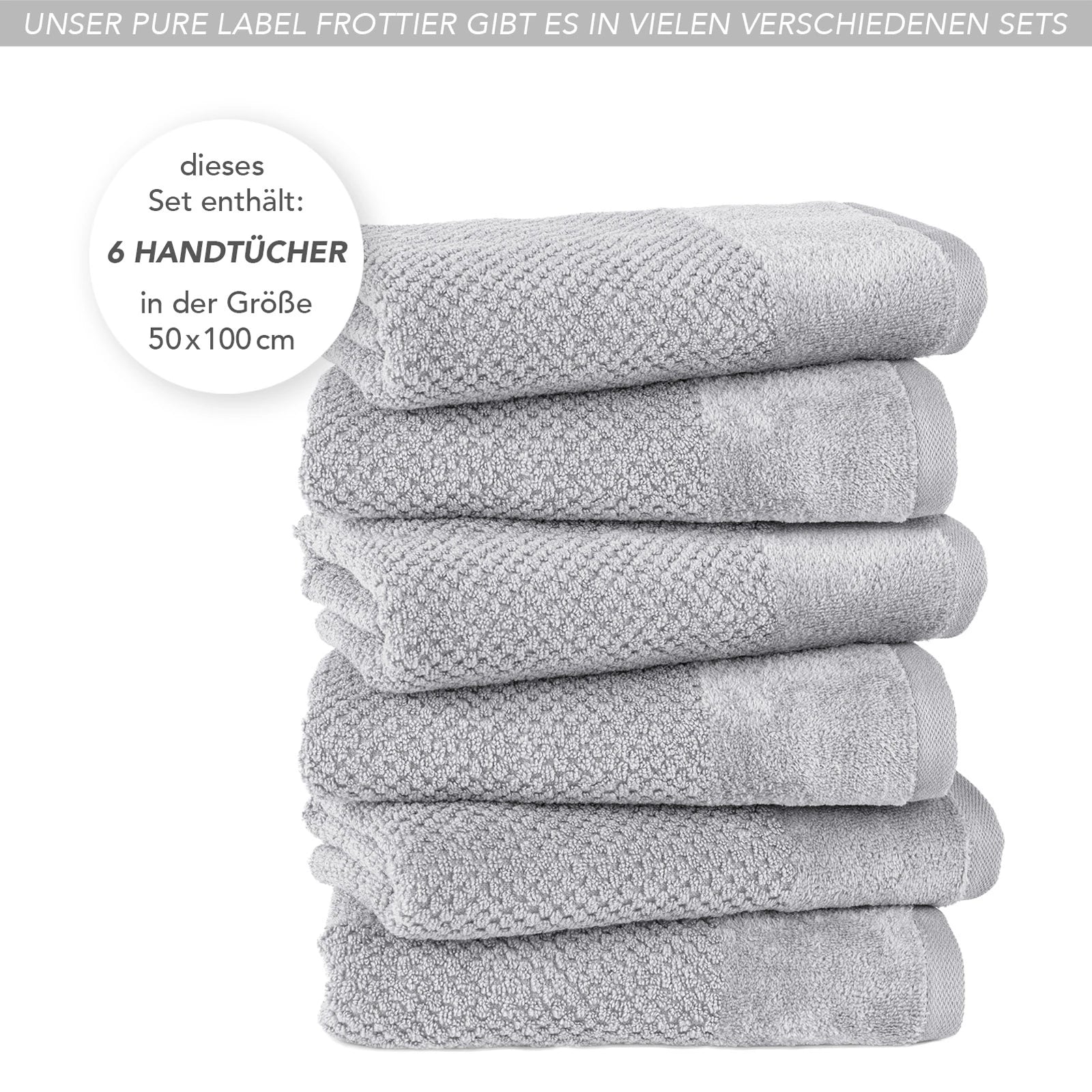 Handtücher "Popcorn" - Anthrazit / 2x 50x100cm Pure Label
