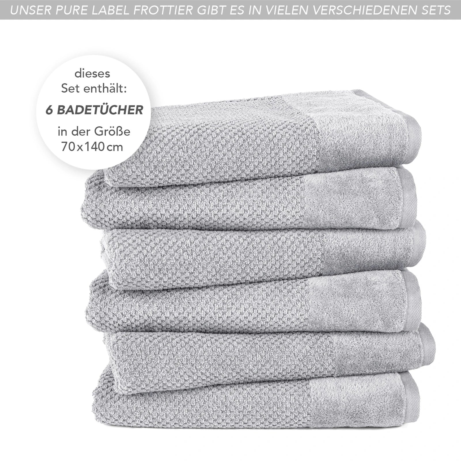 Duschtücher "Popcorn" - Anthrazit / 2x 70x140cm Pure Label
