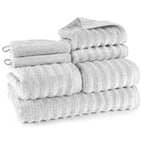Handtuch Sets "Waves" - Hellgrau / 2x16x21 + 2x30x50 + 2x50x100 + 70x140 cm Pure Label
