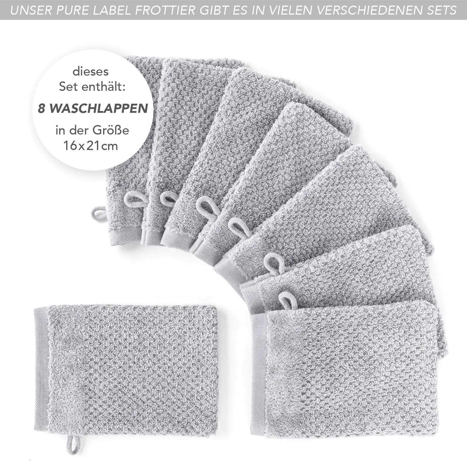 Waschlappen "Popcorn" - Anthrazit / 4x 16x21cm Pure Label