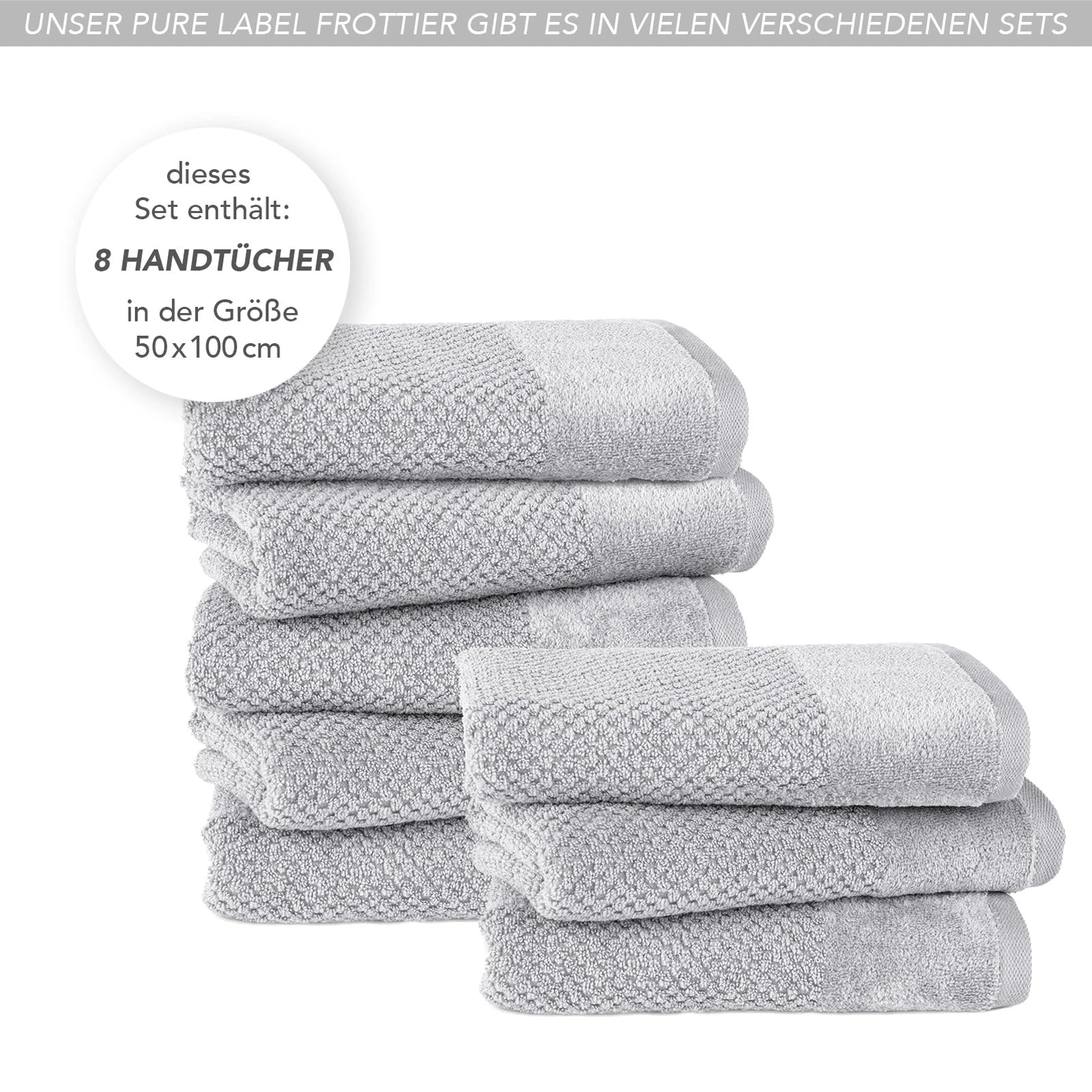 Handtücher "Popcorn" - Anthrazit / 2x 50x100cm Pure Label