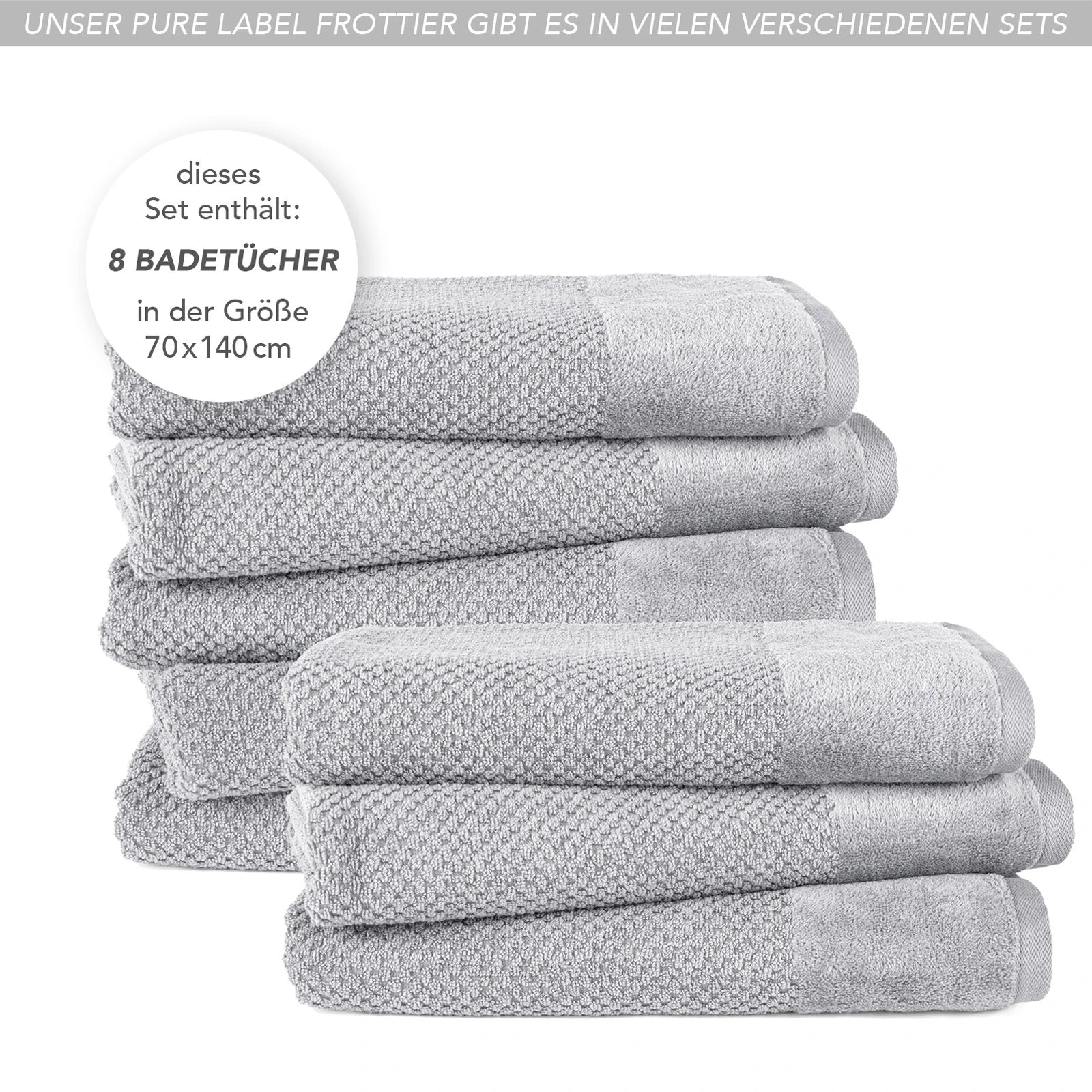 Duschtücher "Popcorn" - Anthrazit / 2x 70x140cm Pure Label