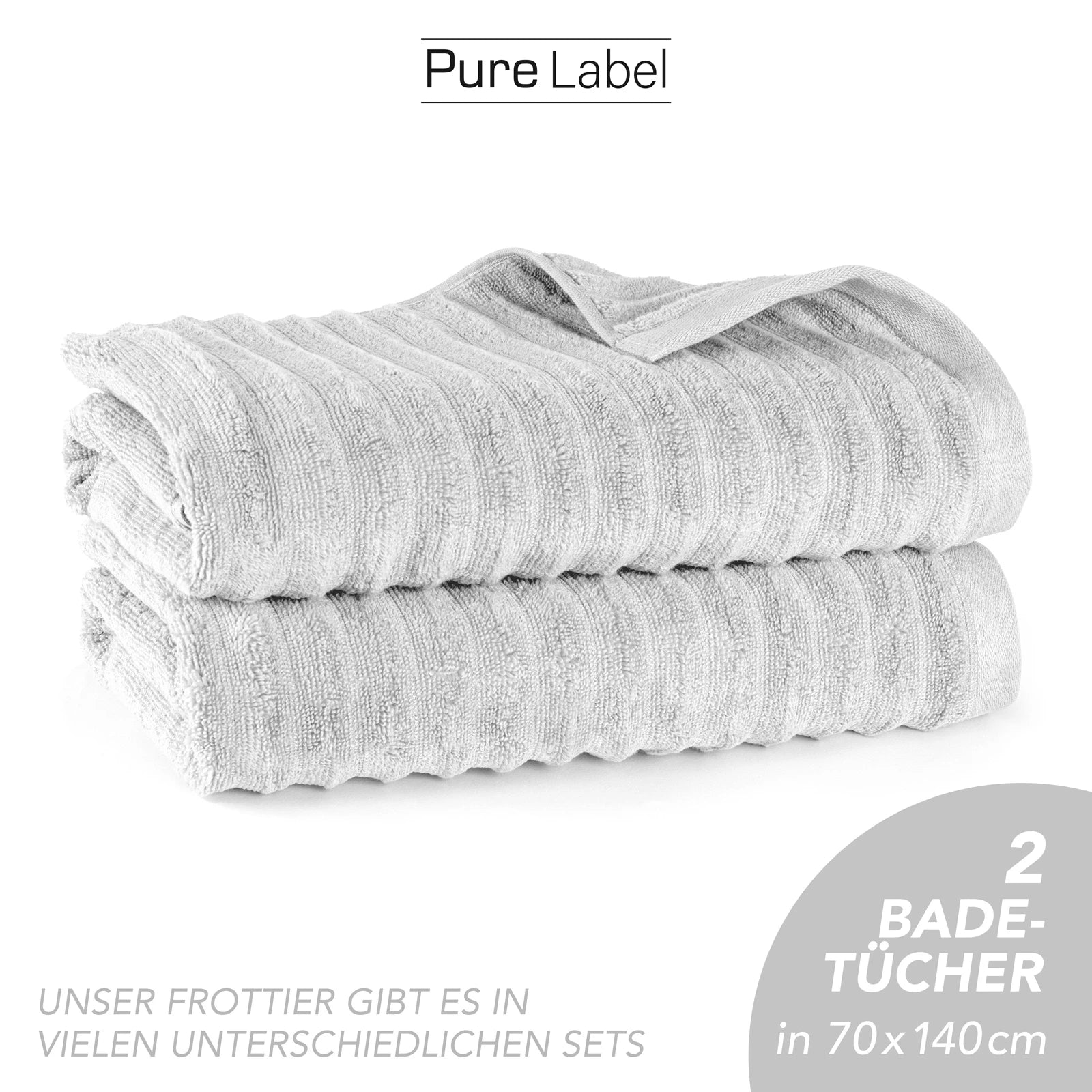 Duschtuch "Waves" - Anthrazit / 2x 70x140cm Pure Label