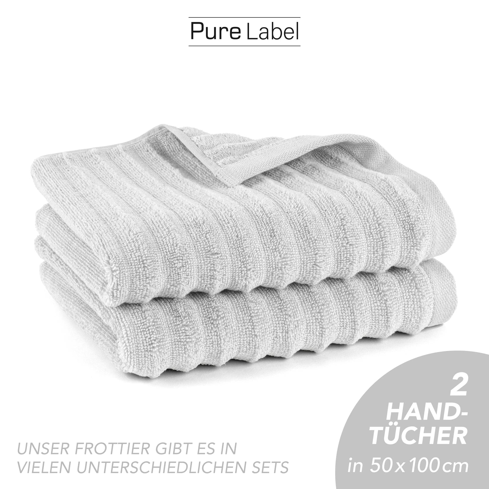 Handtuch "Waves" - Anthrazit / 4x 50x100cm Pure Label