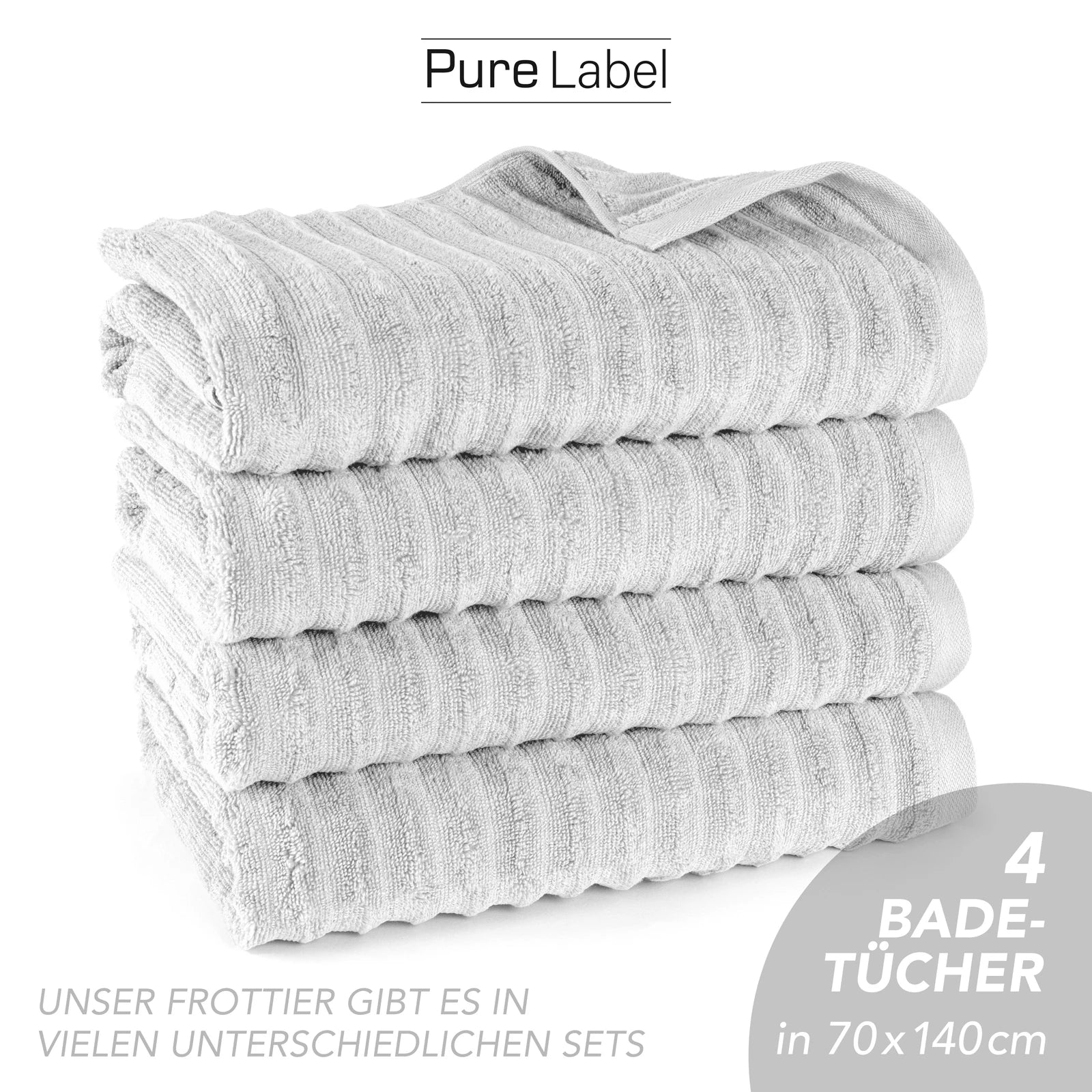Duschtuch "Waves" - Anthrazit / 2x 70x140cm Pure Label