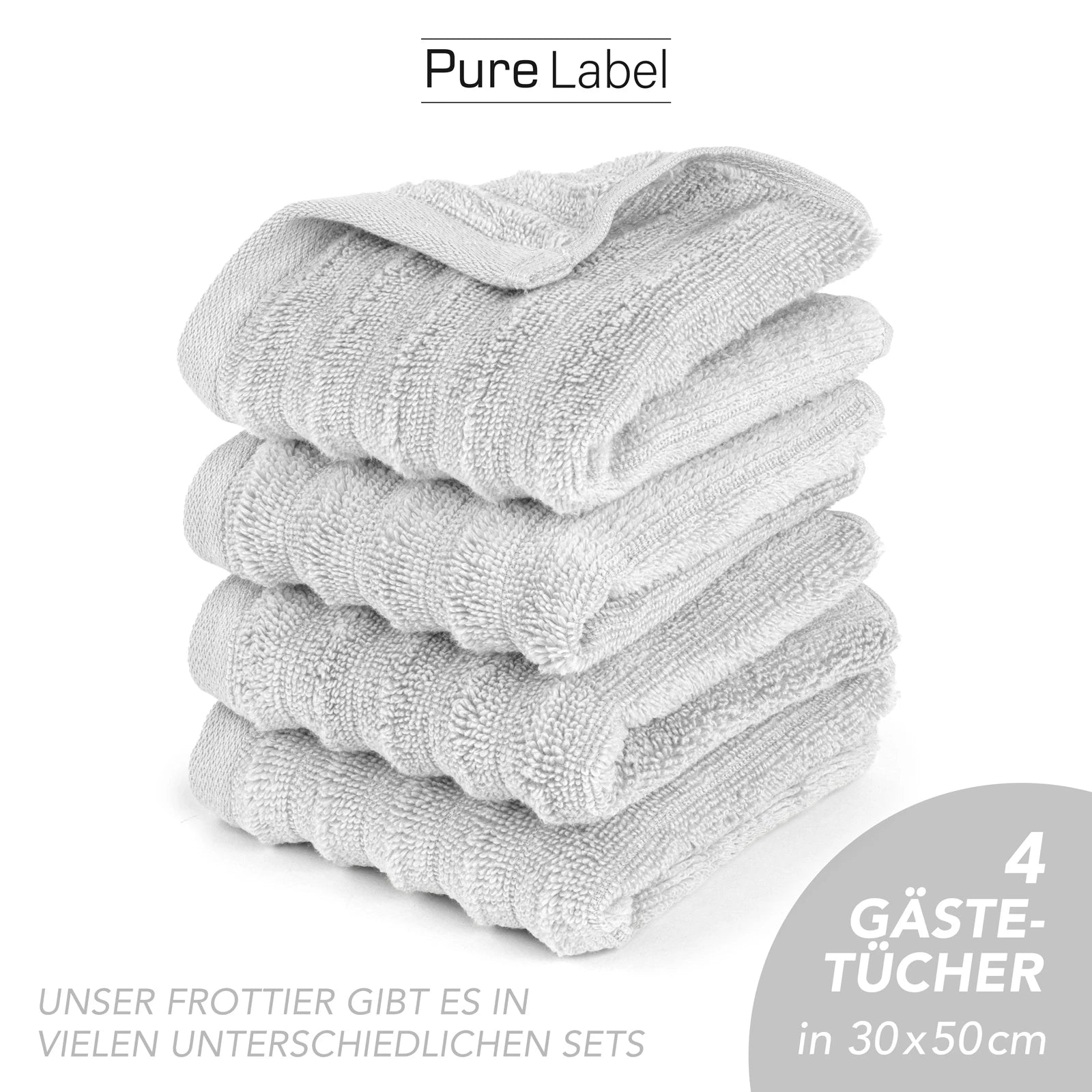 Gästehandtuch "Waves" - Anthrazit / 10x 30x50cm Pure Label