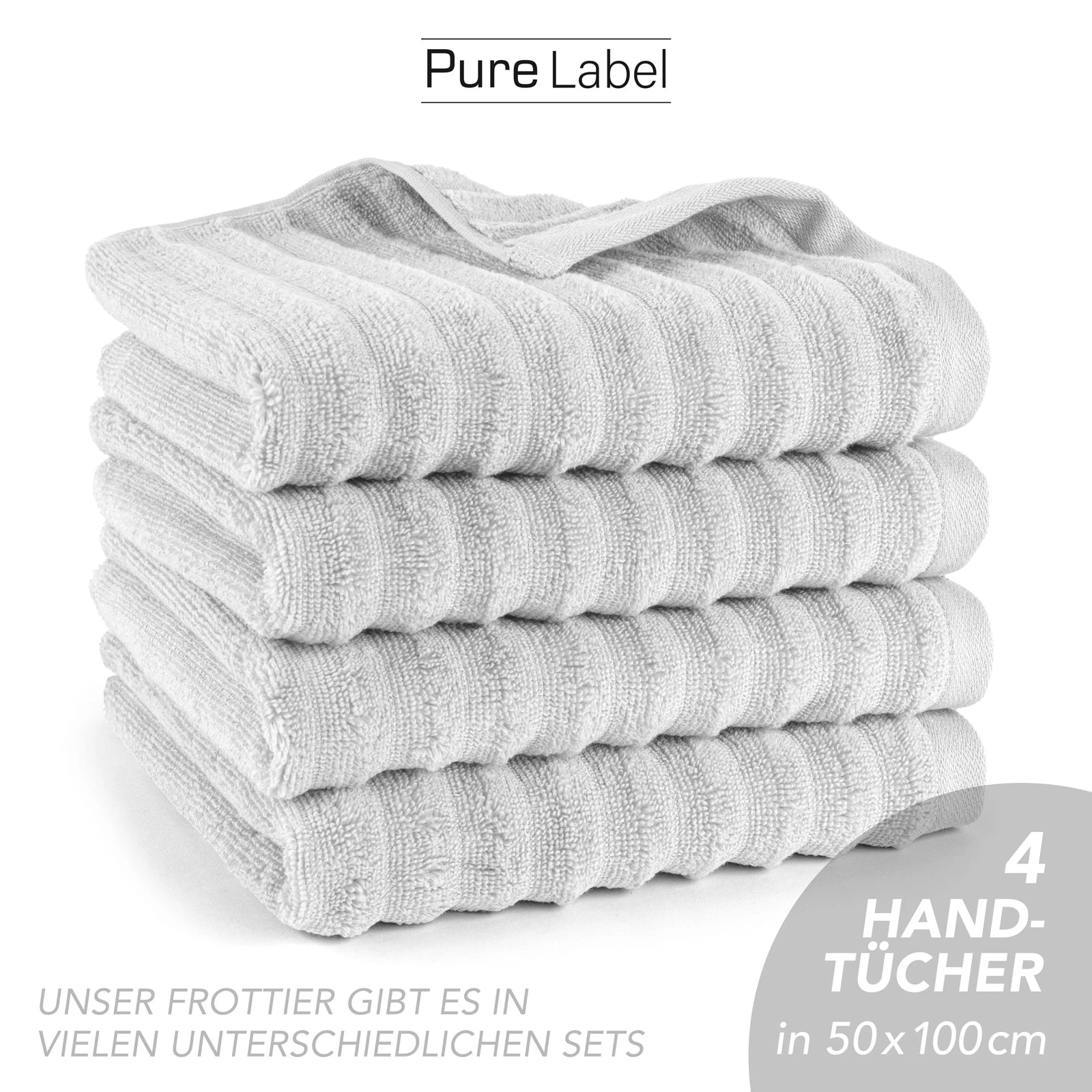 Handtuch "Waves" - Anthrazit / 4x 50x100cm Pure Label