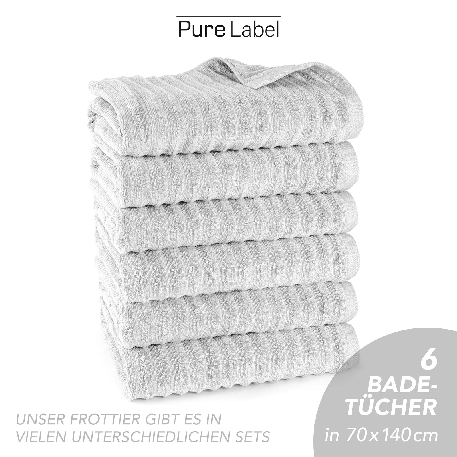 Duschtuch "Waves" - Anthrazit / 2x 70x140cm Pure Label