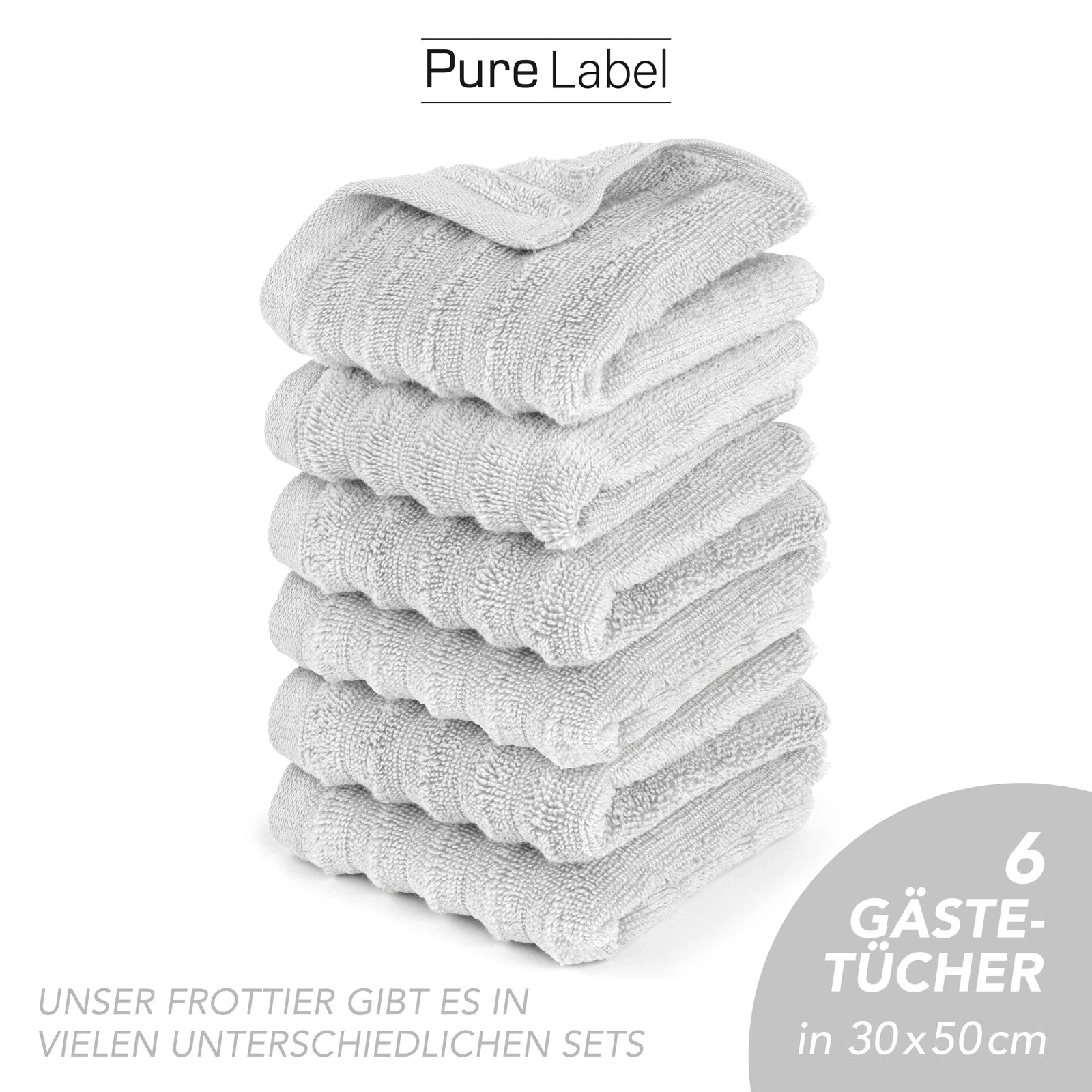 Gästehandtuch "Waves" - Anthrazit / 10x 30x50cm Pure Label