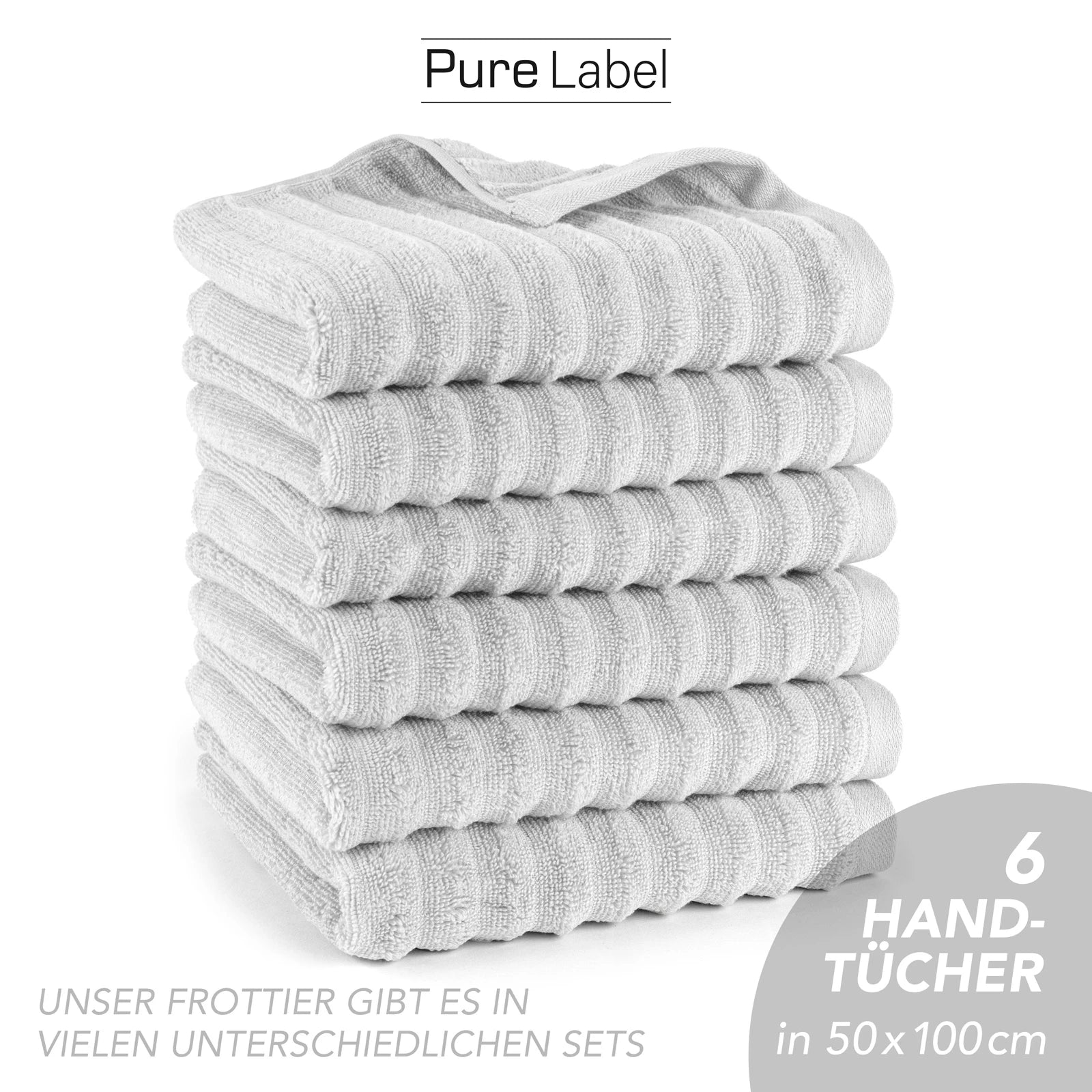 Handtuch "Waves" - Anthrazit / 4x 50x100cm Pure Label
