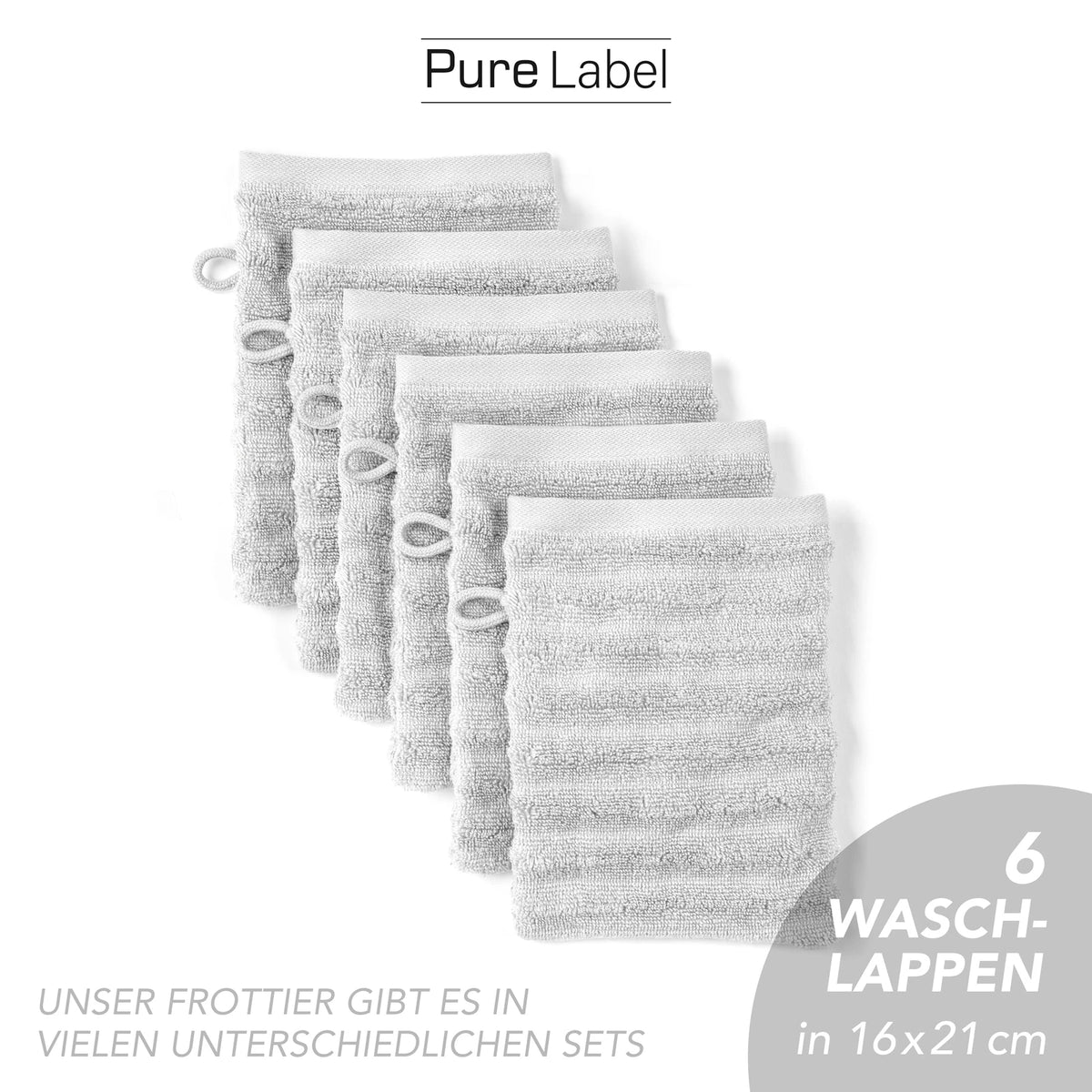 Waschlappen "Waves" - Anthrazit / 4x 16x21cm Pure Label