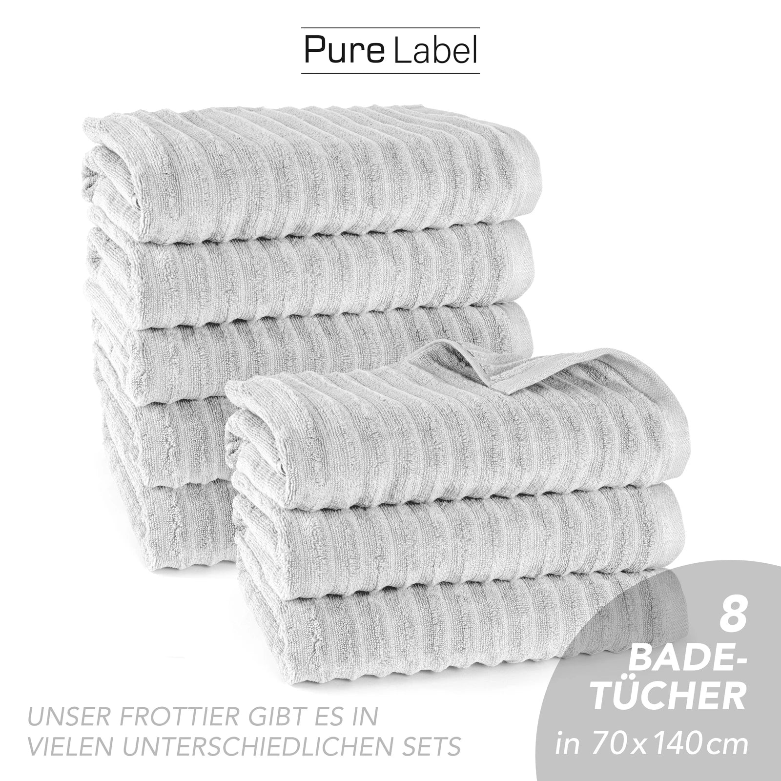 Duschtuch "Waves" - Anthrazit / 2x 70x140cm Pure Label