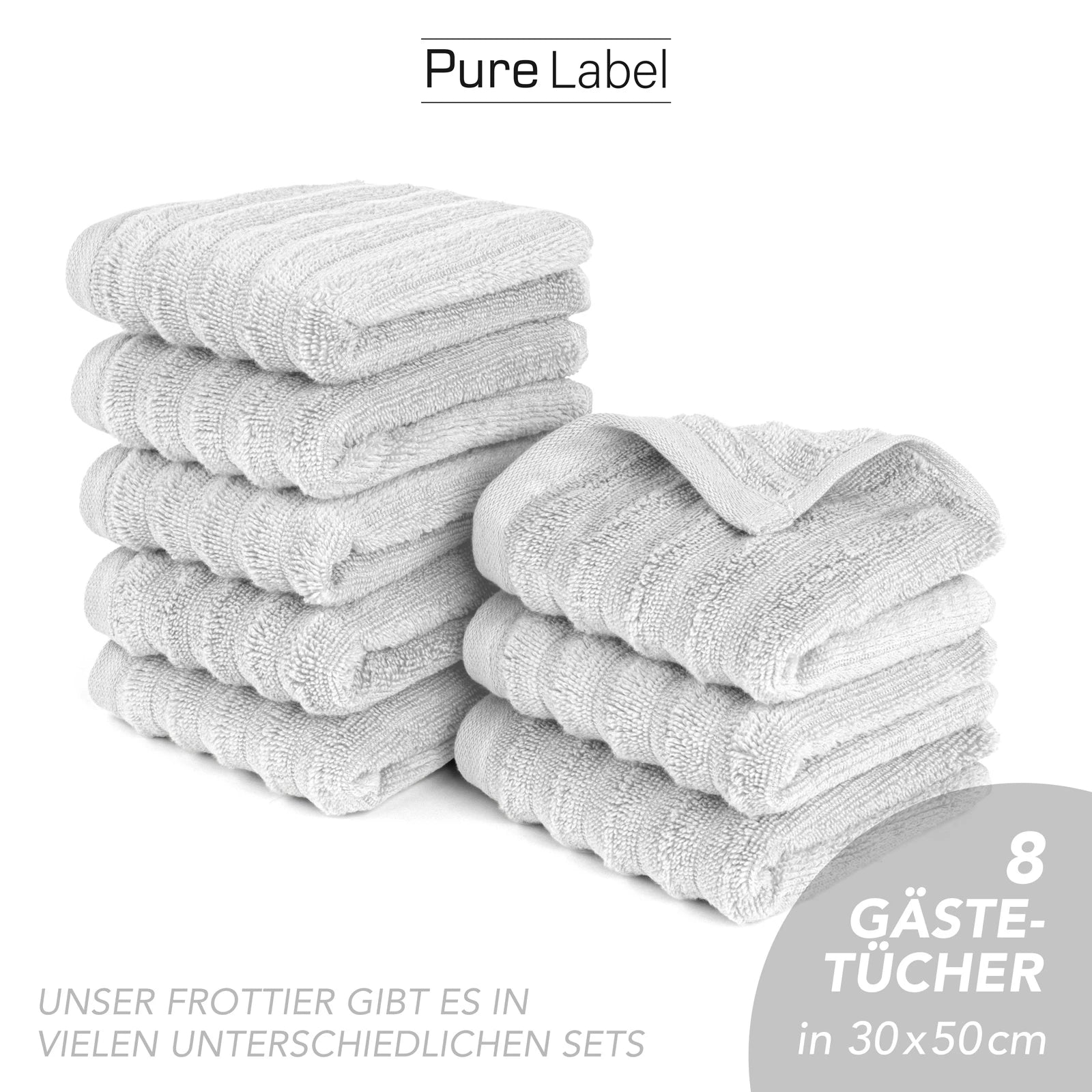 Gästehandtuch "Waves" - Anthrazit / 10x 30x50cm Pure Label