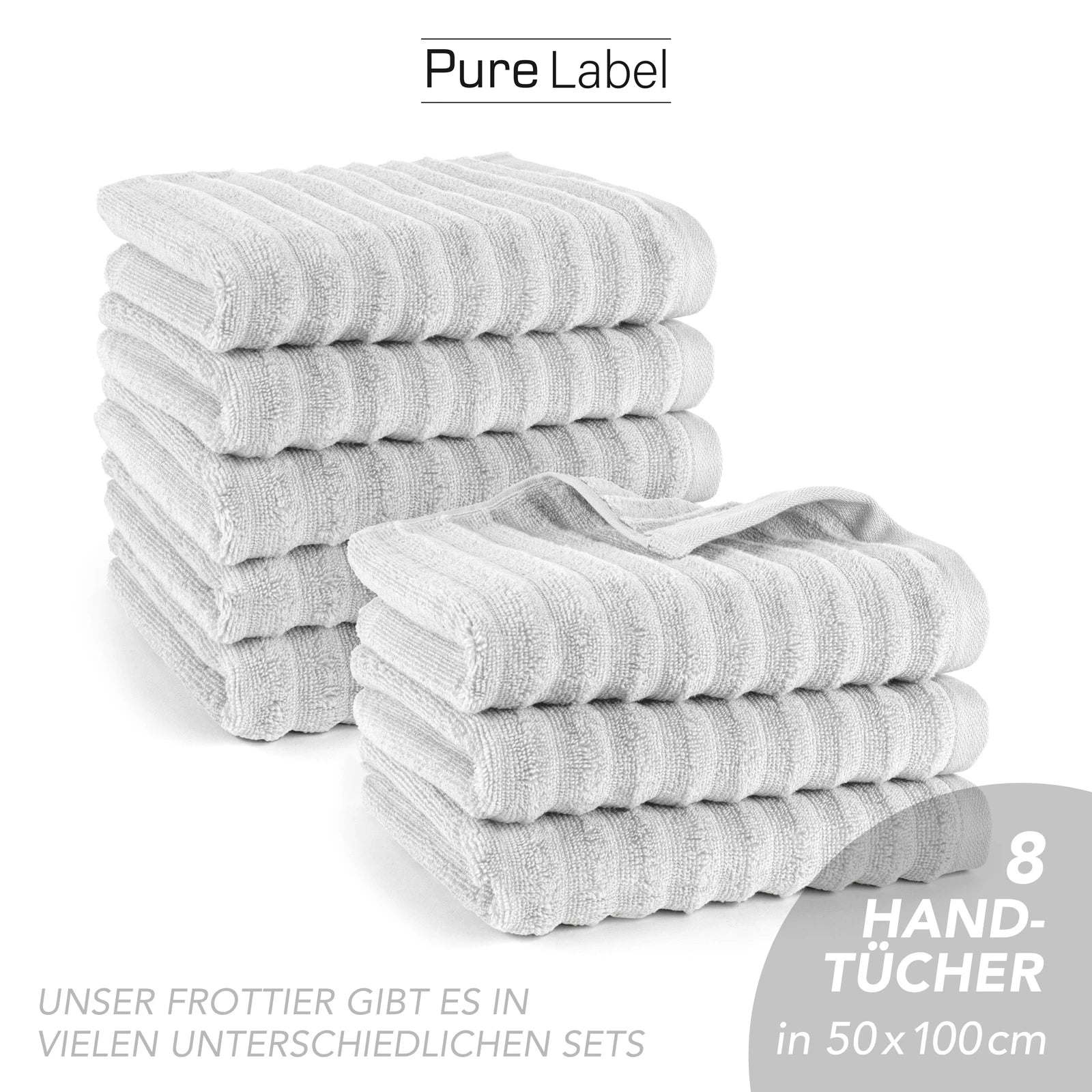 Handtuch "Waves" - Anthrazit / 4x 50x100cm Pure Label