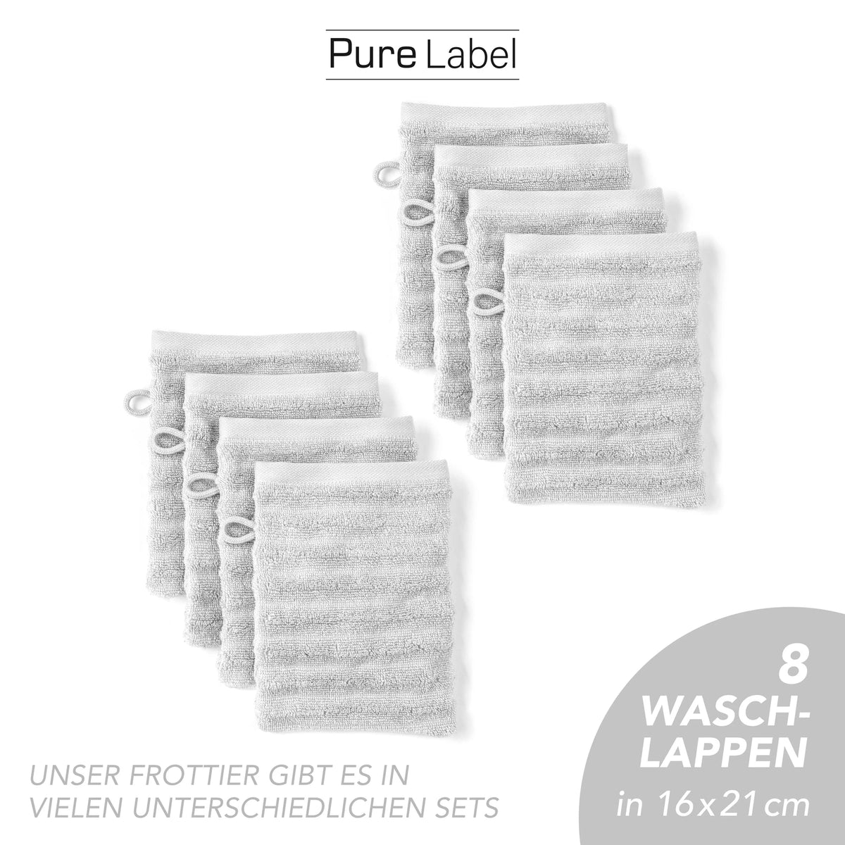 Waschlappen "Waves" - Anthrazit / 4x 16x21cm Pure Label