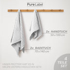 Handtuch Sets "Waves" - Anthrazit / 4x30x50 + 4x50x100 + 2x70x140 cm Pure Label