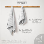 Handtuch Sets "Waves" - Anthrazit / 4x30x50 + 4x50x100 + 2x70x140 cm Pure Label