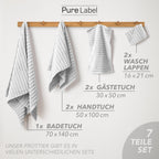 Handtuch Sets "Waves" - Anthrazit / 4x30x50 + 4x50x100 + 2x70x140 cm Pure Label