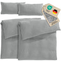 Musselin Bettwäsche Sets - Grau - 2x135x200 + 2x40x80 cm