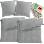 Musselin Bettwäsche Sets - Grau - 2x135x200 + 2x80x80 cm