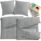 Musselin Bettwäsche Sets - Grau - 2x155x220 + 2x80x80 + 2x40x80 cm