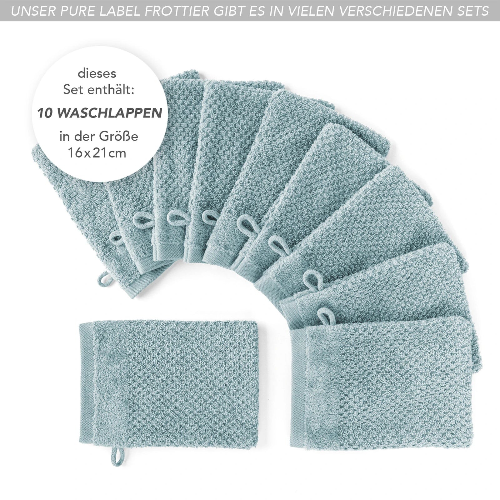 Waschlappen "Popcorn" - Anthrazit / 4x 16x21cm Pure Label