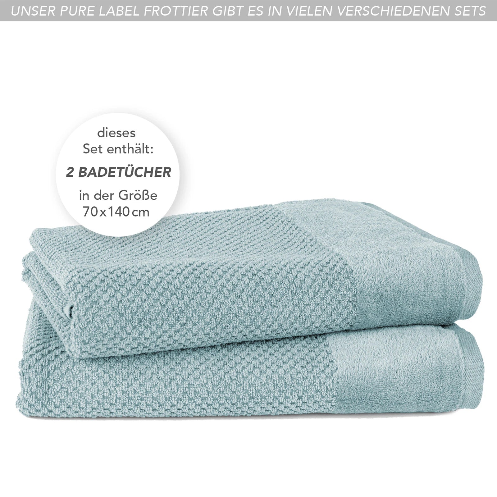 Duschtücher "Popcorn" - Anthrazit / 2x 70x140cm Pure Label