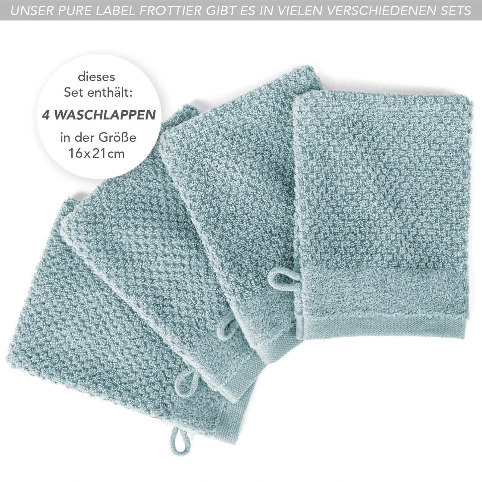 Waschlappen "Popcorn" - Anthrazit / 4x 16x21cm Pure Label