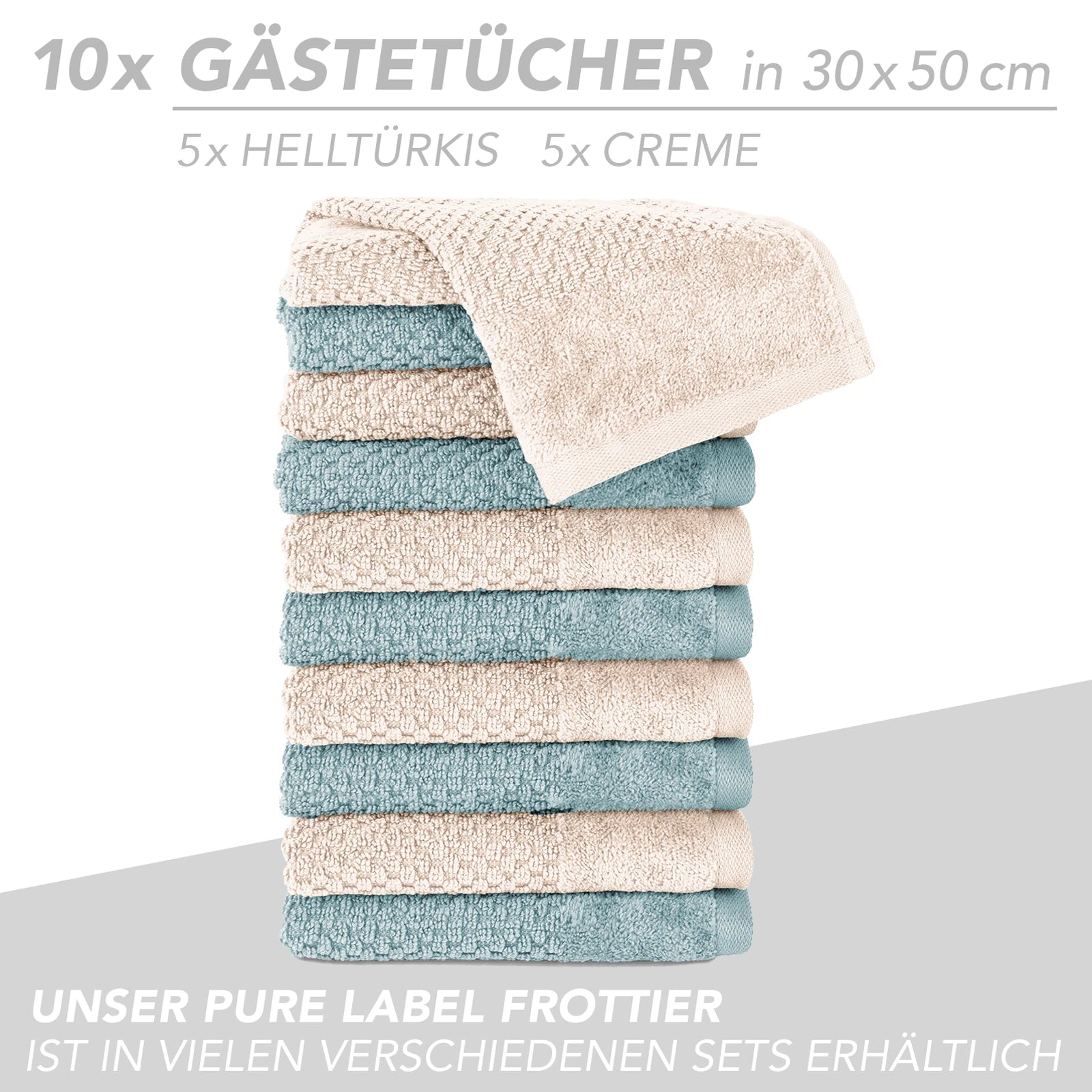 Handtuch Set "Popcorn" - Sableigrün / Stein / 2tlg. 2x70x140 cm Pure Label
