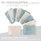 Handtuch Set "Popcorn" - Sableigrün / Stein / 2tlg. 2x70x140 cm Pure Label