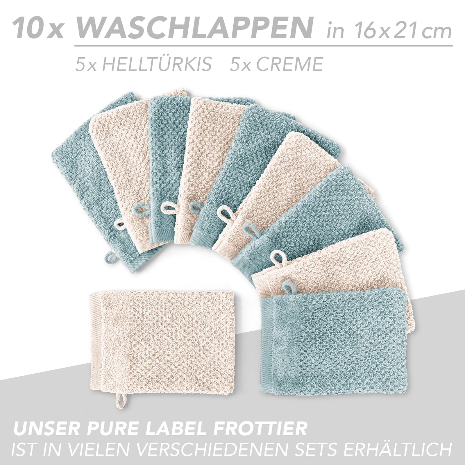 Handtuch Set "Popcorn" - Sableigrün / Stein / 2tlg. 2x70x140 cm Pure Label