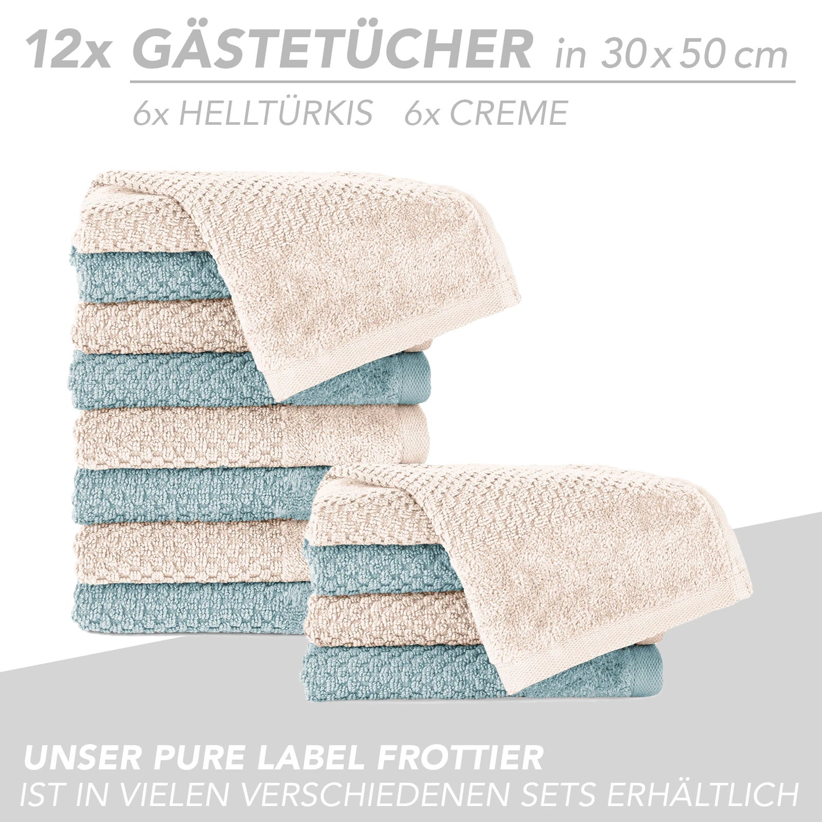 Handtuch Set "Popcorn" - Sableigrün / Stein / 2tlg. 2x70x140 cm Pure Label