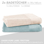 Handtuch Set "Popcorn" - Sableigrün / Stein / 2tlg. 2x70x140 cm Pure Label