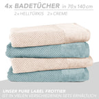Handtuch Set "Popcorn" - Sableigrün / Stein / 2tlg. 2x70x140 cm Pure Label