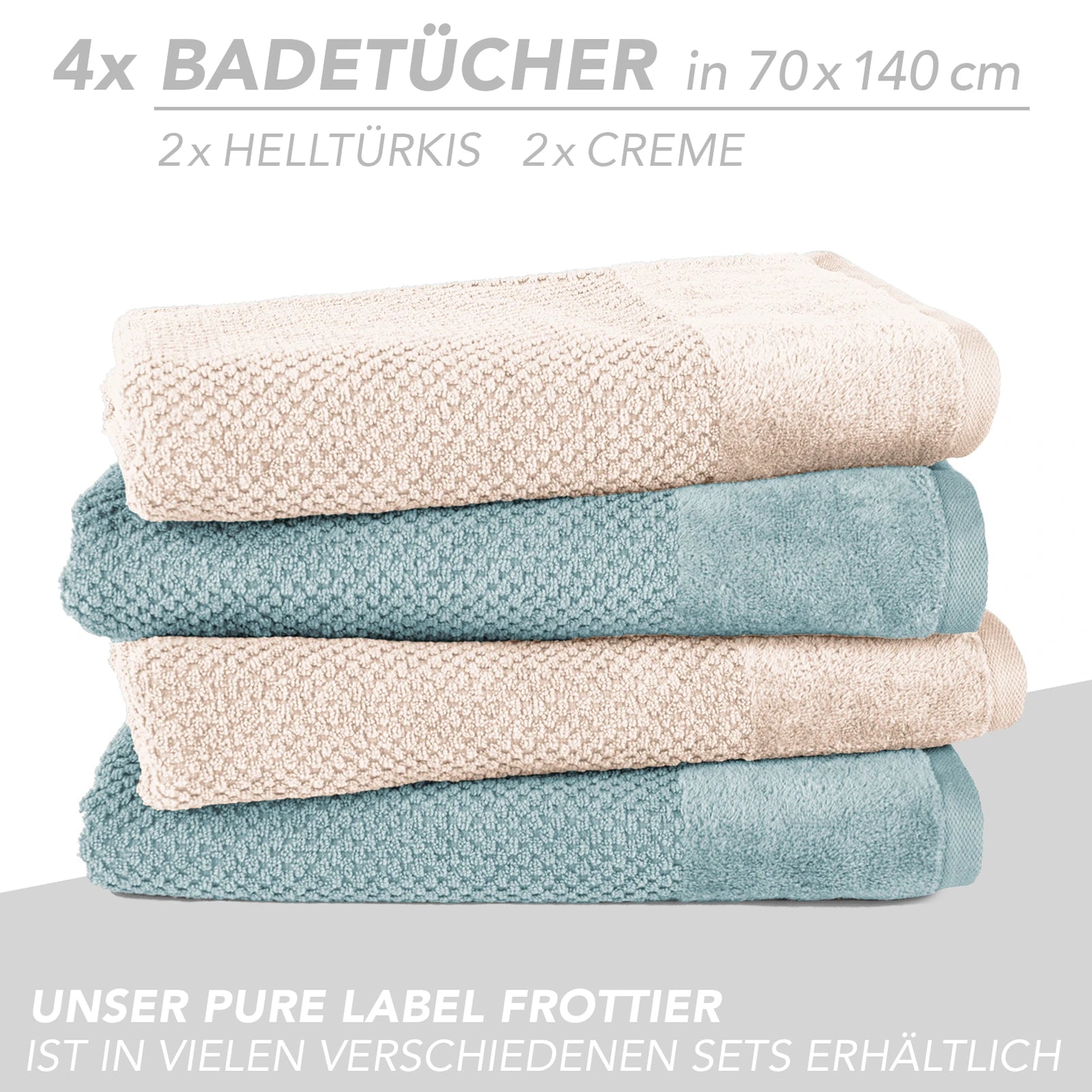 Handtuch Set "Popcorn" - Sableigrün / Stein / 2tlg. 2x70x140 cm Pure Label