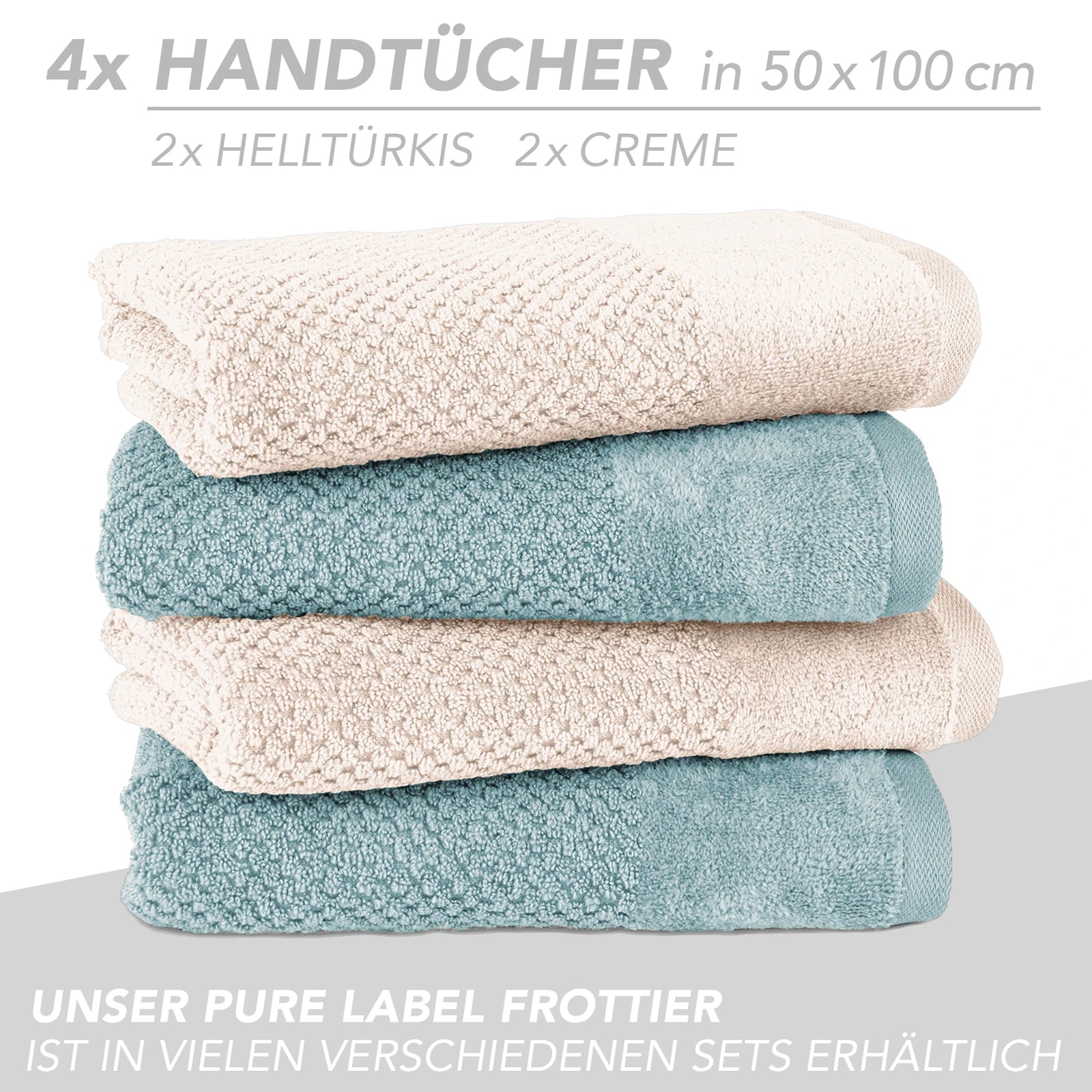 Handtuch Set "Popcorn" - Sableigrün / Stein / 2tlg. 2x70x140 cm Pure Label