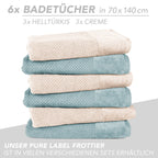 Handtuch Set "Popcorn" - Sableigrün / Stein / 2tlg. 2x70x140 cm Pure Label