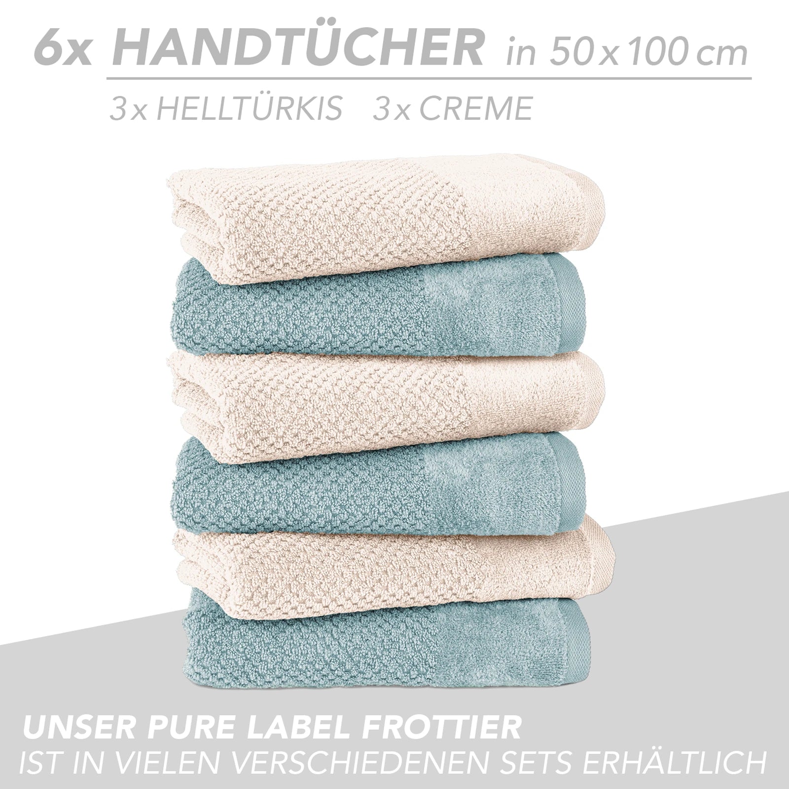 Handtuch Set "Popcorn" - Sableigrün / Stein / 2tlg. 2x70x140 cm Pure Label