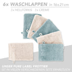Handtuch Set "Popcorn" - Sableigrün / Stein / 2tlg. 2x70x140 cm Pure Label