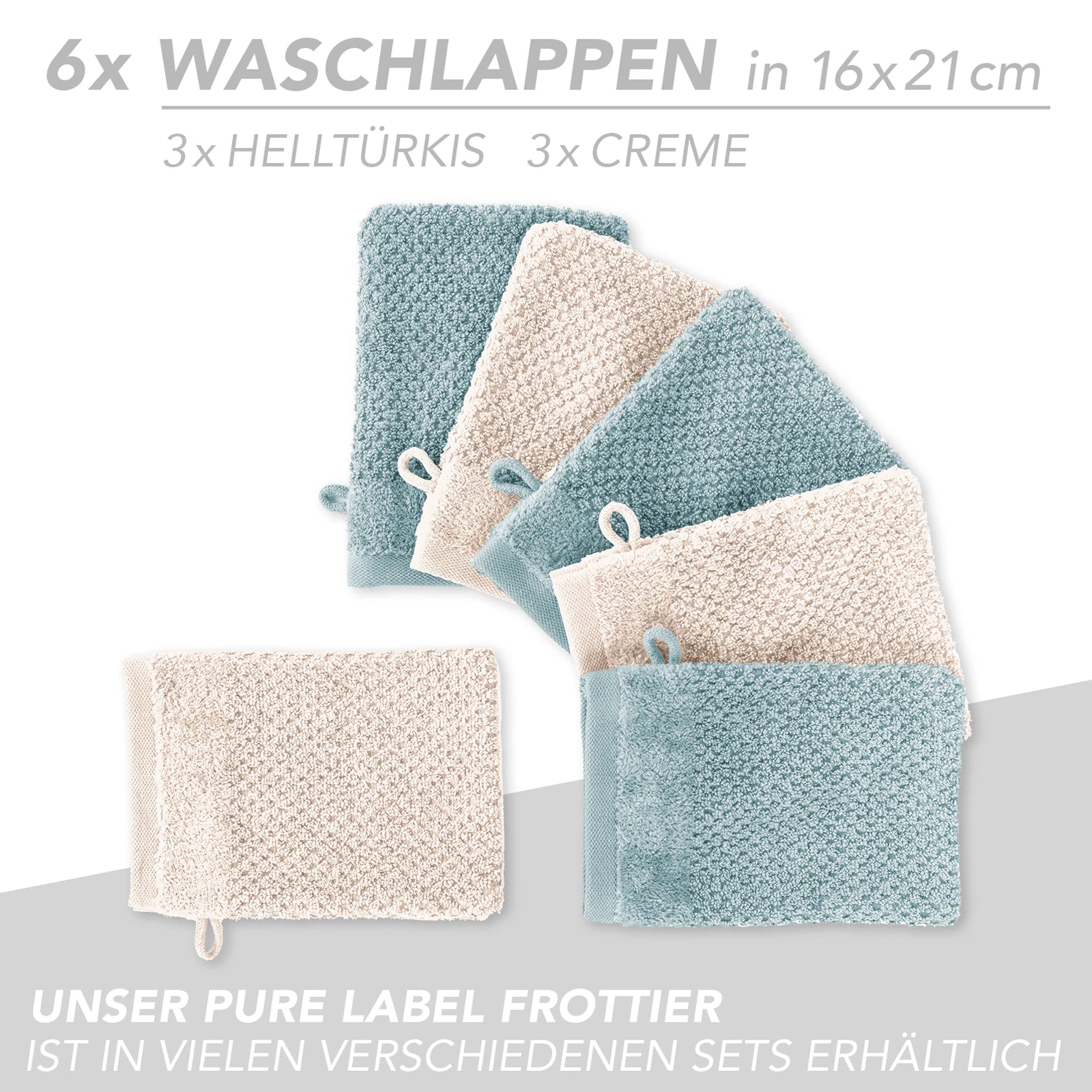 Handtuch Set "Popcorn" - Sableigrün / Stein / 2tlg. 2x70x140 cm Pure Label