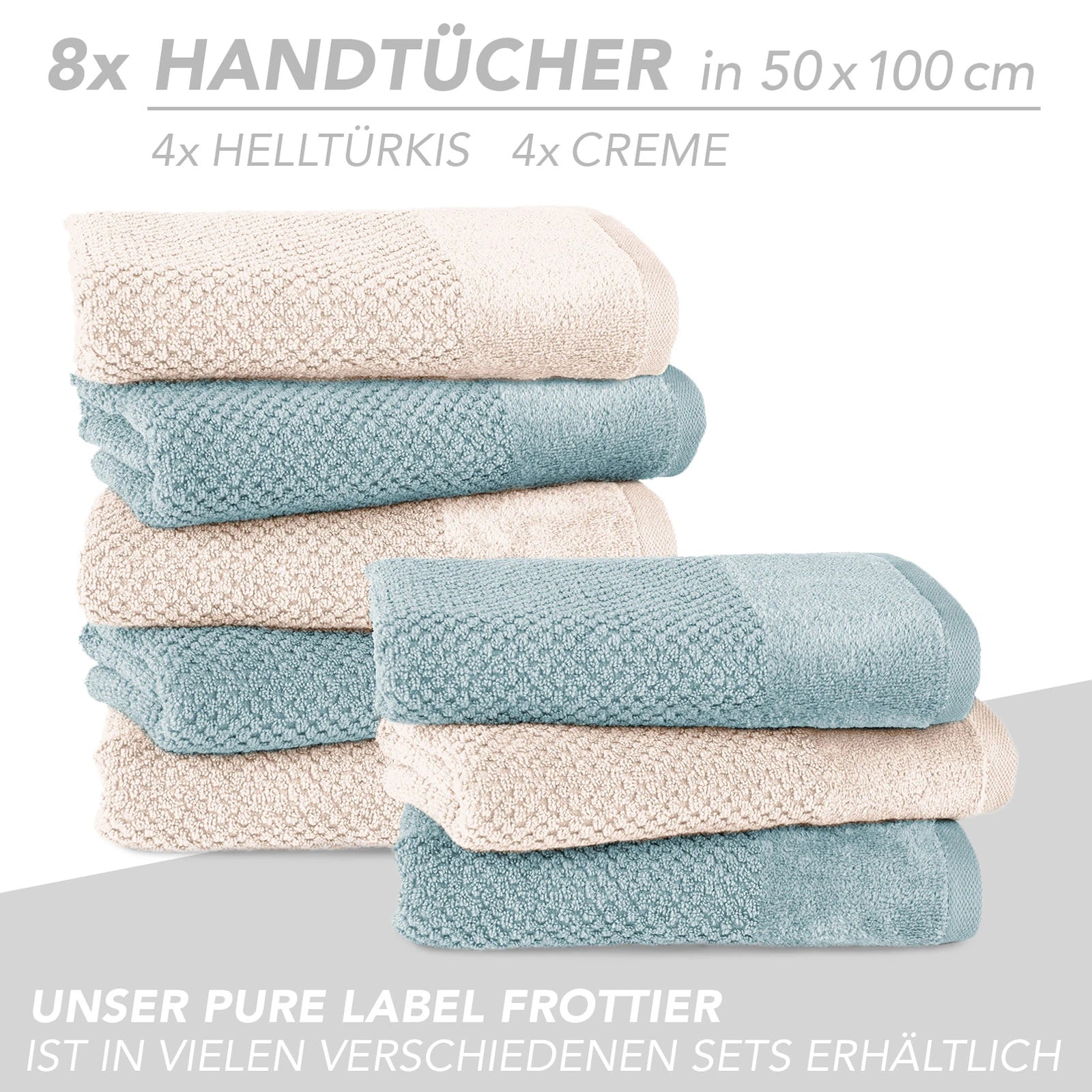 Handtuch Set "Popcorn" - Sableigrün / Stein / 2tlg. 2x70x140 cm Pure Label
