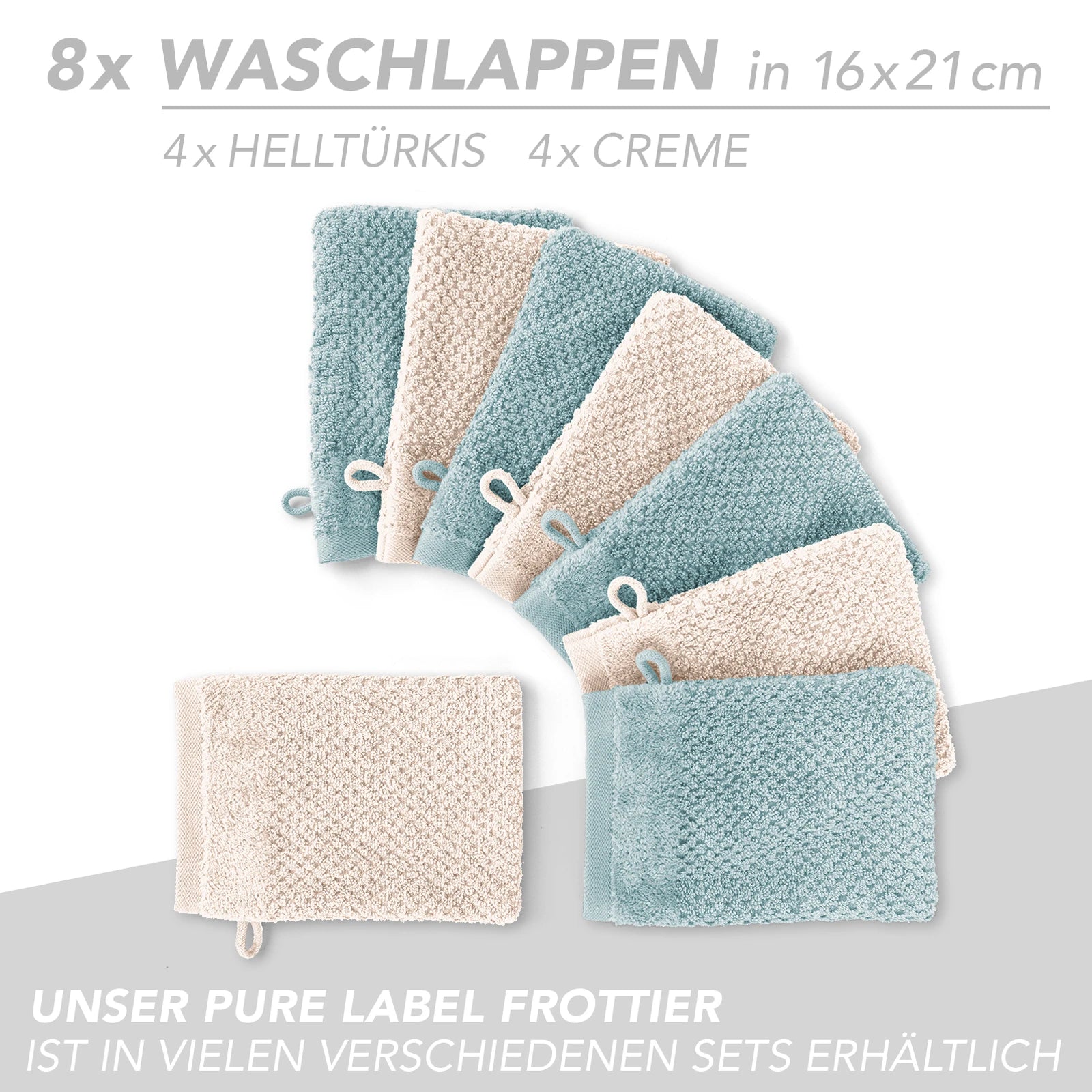 Handtuch Set "Popcorn" - Sableigrün / Stein / 2tlg. 2x70x140 cm Pure Label