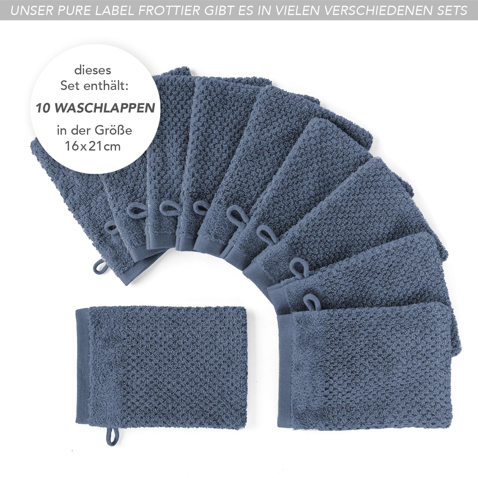 Waschlappen "Popcorn" - Anthrazit / 4x 16x21cm Pure Label