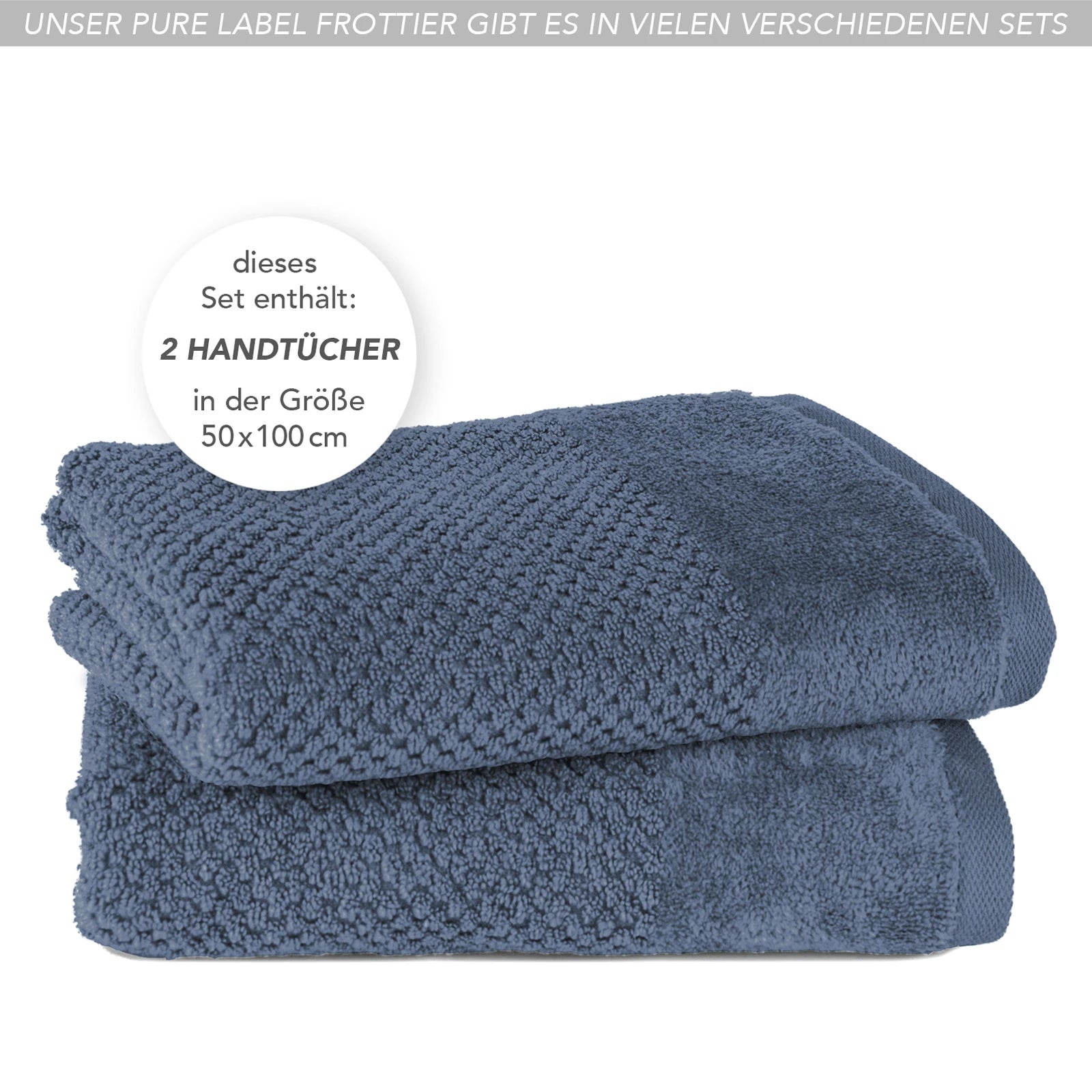 Handtücher "Popcorn" - Anthrazit / 2x 50x100cm Pure Label