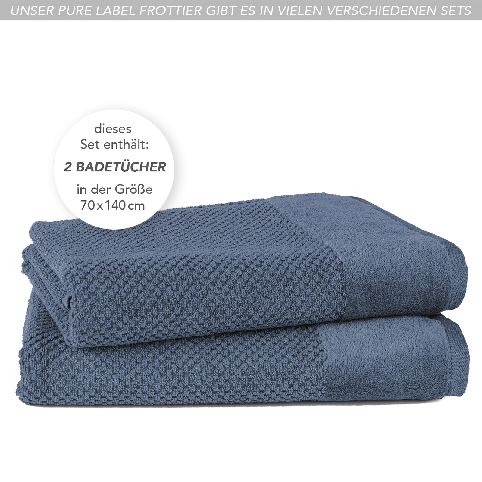 Duschtücher "Popcorn" - Anthrazit / 2x 70x140cm Pure Label